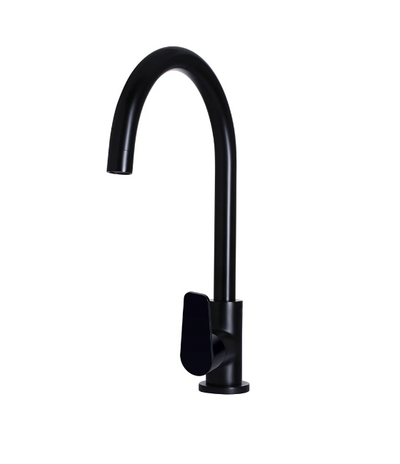 Meir Round Gooseneck Kitchen Mixer Tap with Paddle Handle - Matte Black