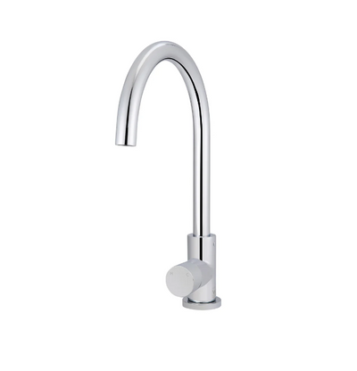 Meir Round Gooseneck Kitchen Mixer Tap with Pinless Handle - Chrome