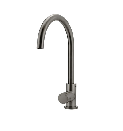 Meir Round Gooseneck Kitchen Mixer Tap with Pinless Handle - Gunmetal