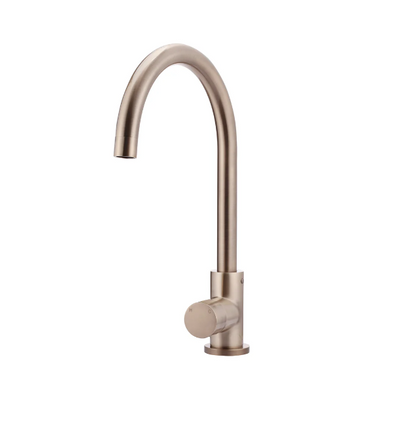 Meir Round Gooseneck Kitchen Mixer Tap with Pinless Handle - Champagne