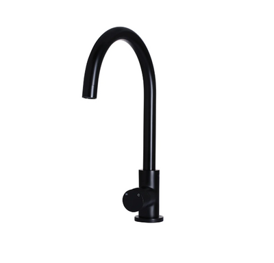 Meir Round Gooseneck Kitchen Mixer Tap with Pinless Handle - Matte Black