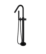 Meir Round Pinless Freestanding Bath Spout and Hand Shower Matte Black