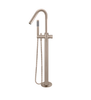 Meir Round Pinless Freestanding Bath Spout and Hand Shower Champagne