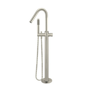 Meir Round Pinless Freestanding Bath Spout and Hand Shower Brushed Nickel