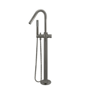 Meir Round Pinless Freestanding Bath Spout and Hand Shower Gunmetal
