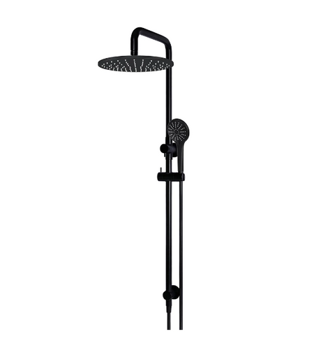 Meir Round Combination Shower Rail, 300mm Rose, Three Function Hand Shower - Matte Black