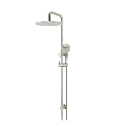 Meir Round Combination Shower Rail, 300mm Rose, Three Function Hand Shower - Brushed Nickel