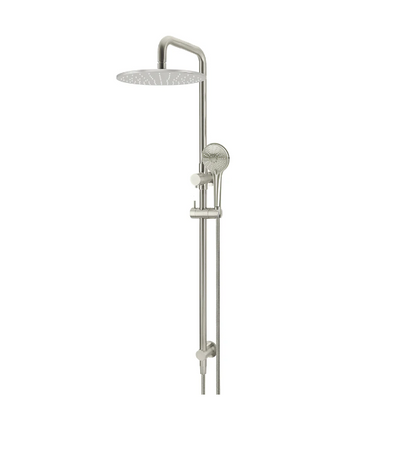 Meir Round Combination Shower Rail, 300mm Rose, Single Function Hand Shower - Brushed Nickel