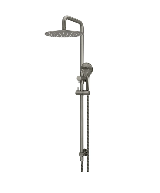 Meir Round Combination Shower Rail, 300mm Rose, Single Function Hand Shower - Gun Metal