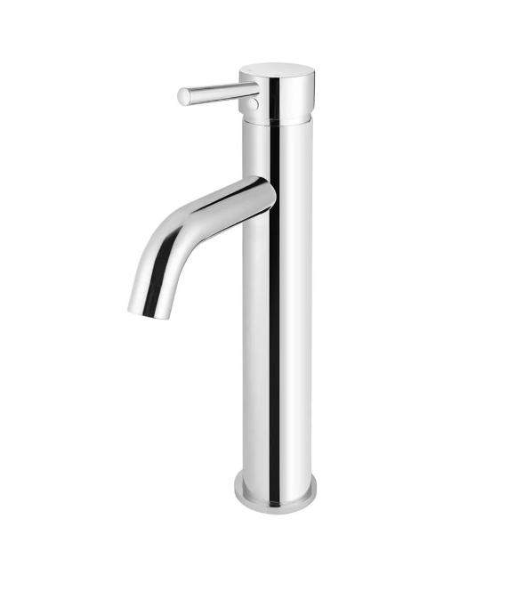 Meir Round Tall Basin Mixer Curved - Polished Chrome