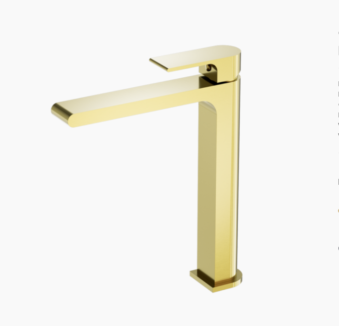 Nero Bianca Tall Basin Mixer - Brushed Gold