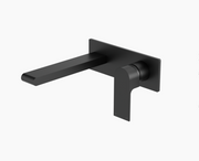 Nero Bianca Wall Basin Mixer on Back Plate - Matte Black