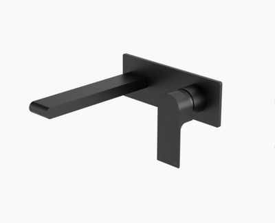 Nero Bianca Wall Basin Mixer on Back Plate - Matte Black