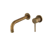 Bella Vista Mica Wall Curved Spout Set Aged Accelerated Living Brass