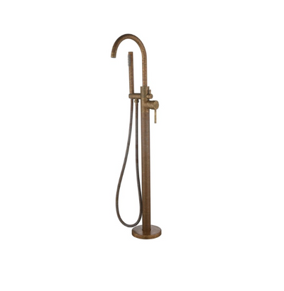 Bella Vista Mica Freestanding Bath Mixer with Hand Shower Aged Accelerated Living Brass