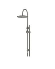Meir Round Gooseneck Shower Set with 300mm rose, Single-Function Hand Shower Gunmetal