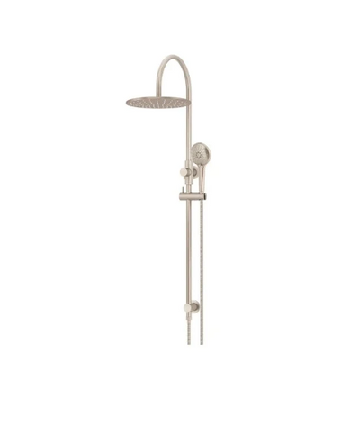 Meir Round Gooseneck Shower Set with 300mm rose, Three-Function Hand Shower Champagne