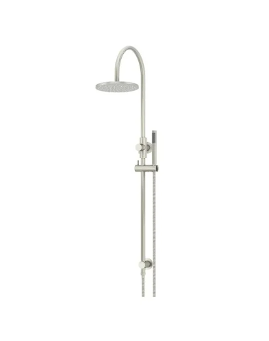 Meir Round Gooseneck Shower Set with 200mm rose, Single-Function Hand Shower Brushed Nickel