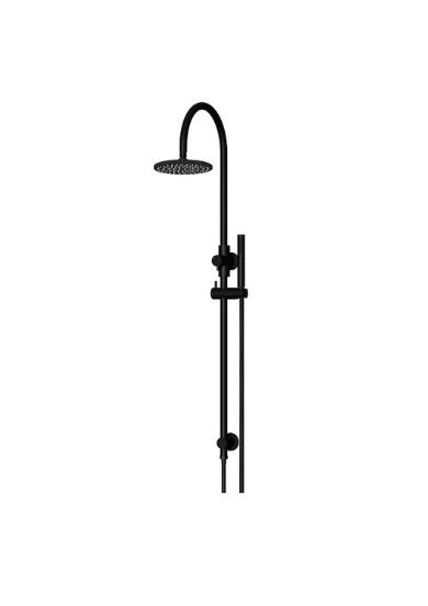 Meir Round Gooseneck Shower Set with 200mm rose, Single-Function Hand Shower Matte Black