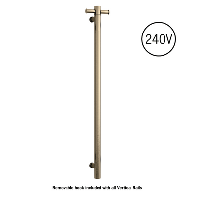 Thermogroup 240V Vertical Heated Towel Rail Brushed Brass