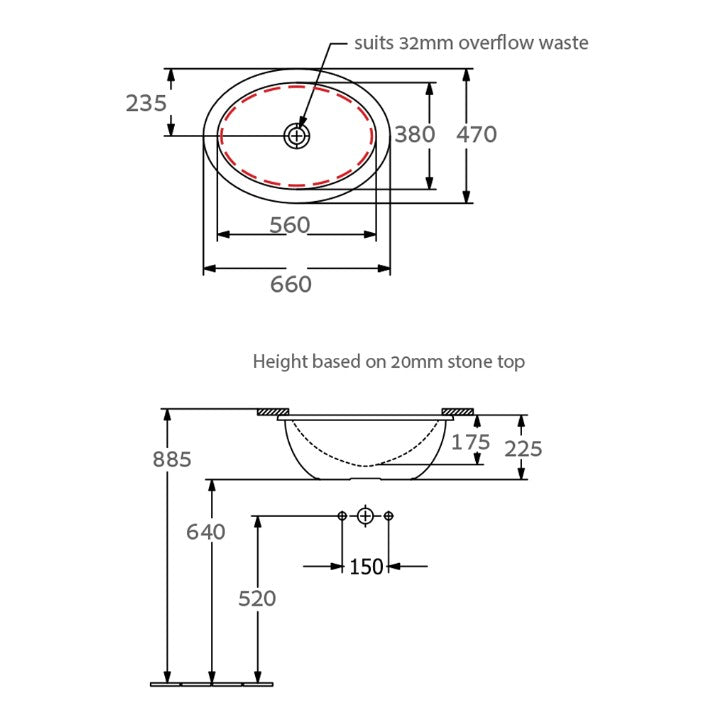 Villeroy & Boch Loop Slim 570 Undercounter Basin Alpine White