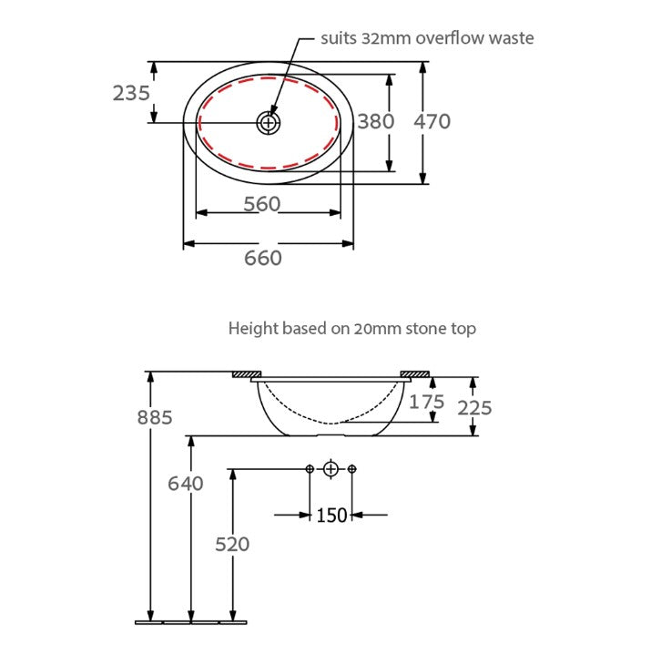 Villeroy & Boch Loop Slim 570 Undercounter Basin Stone White