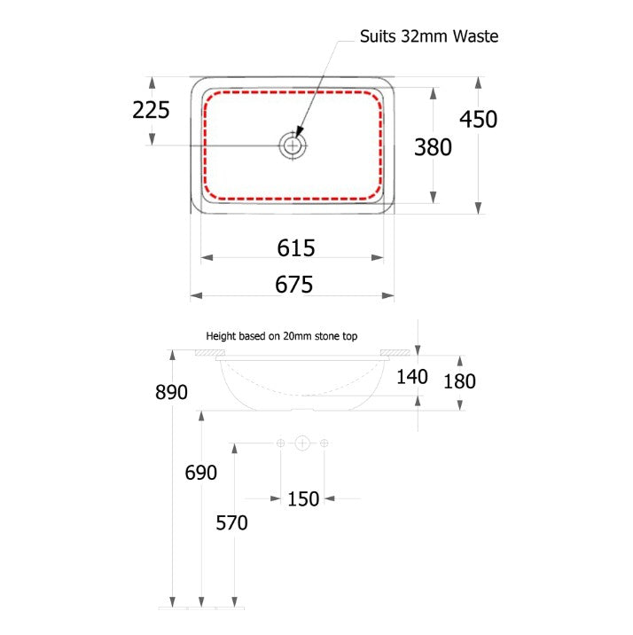 Villeroy & Boch Loop Slim 615 Undercounter Basin Alpine White