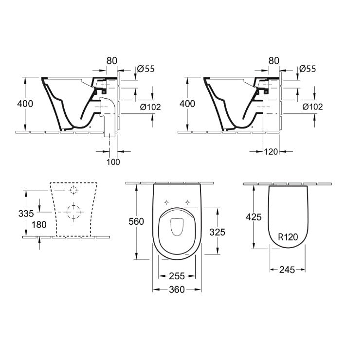 Villeroy & Boch O.novo 2.0 DirectFlush Wall Faced Toilet Slim Seat