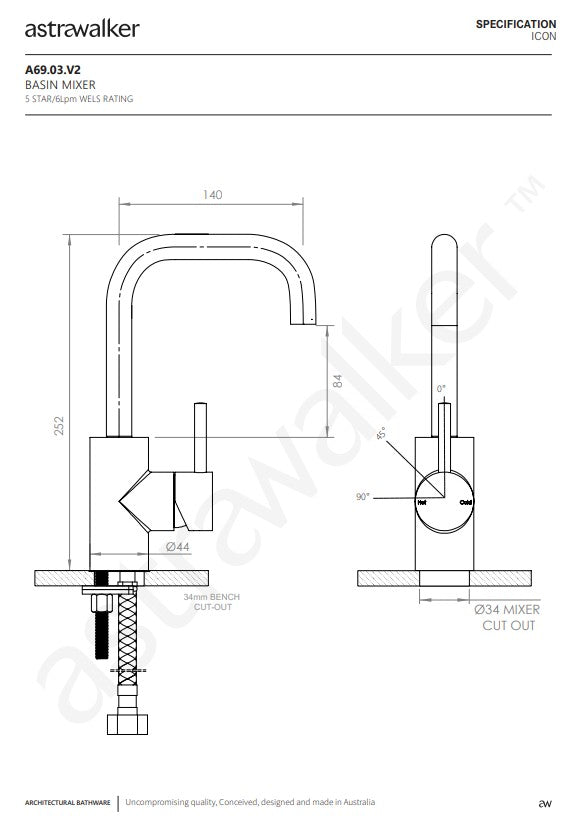 Astra Walker Basin Mixer With 140mm Spout