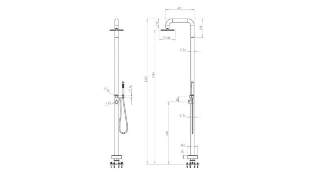 Bella Vista Mica Soft Square Freestanding Outdoor Shower Gun Metal