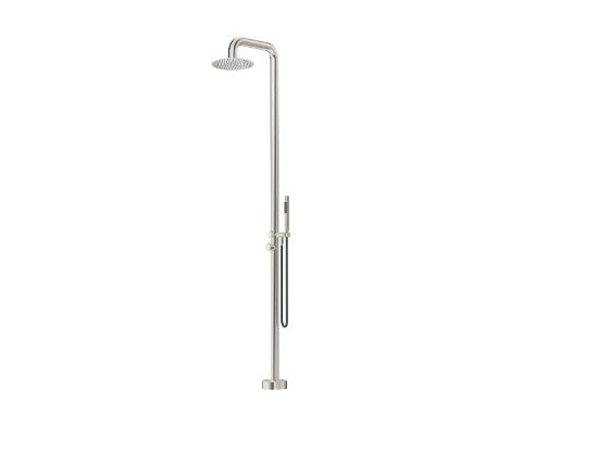 Bella Vista Mica Soft Square Freestanding Outdoor Shower Brushed Nickel