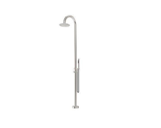 Bella Vista Mica Gooseneck Freestanding Outdoor Shower Brushed Nickel