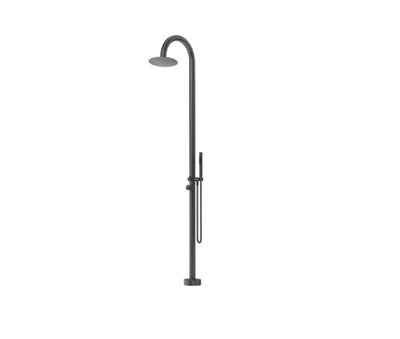 Bella Vista Mica Gooseneck Freestanding Outdoor Shower Gun Metal