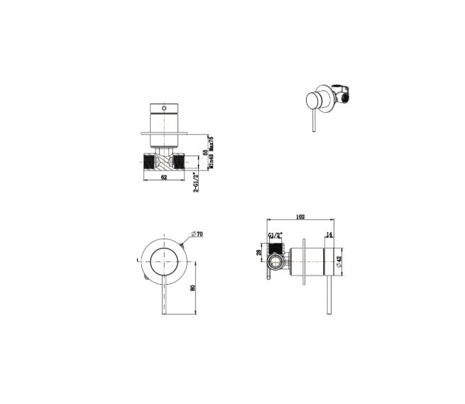 Bella Vista Mica Shower Mixer Dusk Bronze - Trim Kit Only