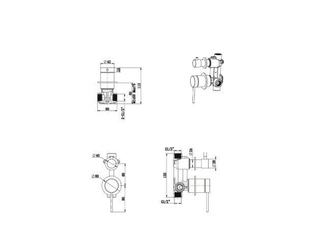 Bella Vista Mica Shower Mixer Diverter Chrome - Trim Kit Only
