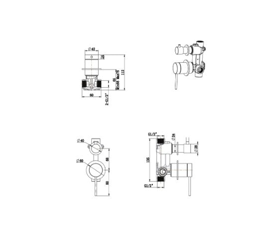 Bella Vista Mica Shower Mixer Diverter Dusk Bronze - Trim Kit Only