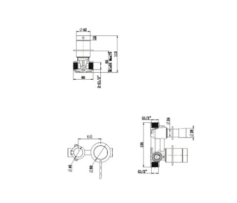 Bella Vista Mica Shower Mixer Diverter - Sideways Body