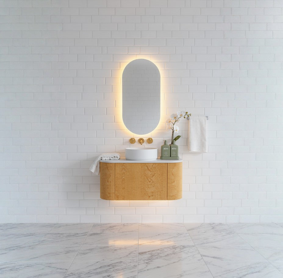 Mimi Oak Contour Curved Wall Hung Vanity