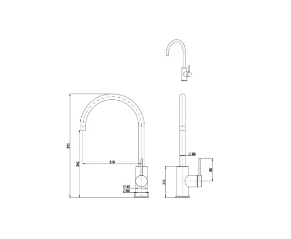 Bella Vista Mica Gooseneck Sink Mixer French Gold