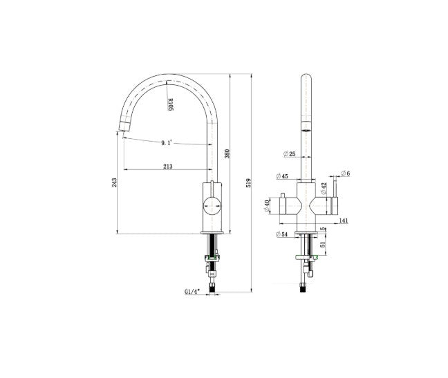 Bella Vista Mica 3 Way Filter Sink Mixer Dusk Bronze