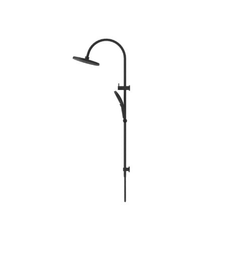 Bella Vista Mica Gooseneck Dual Shower Rail Black