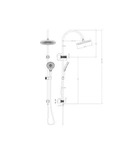 Bella Vista Mica Gooseneck Dual Shower Rail Dusk Bronze