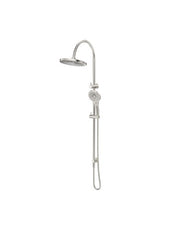 Bella Vista Mica Gooseneck Dual Shower Rail Brushed Nickel