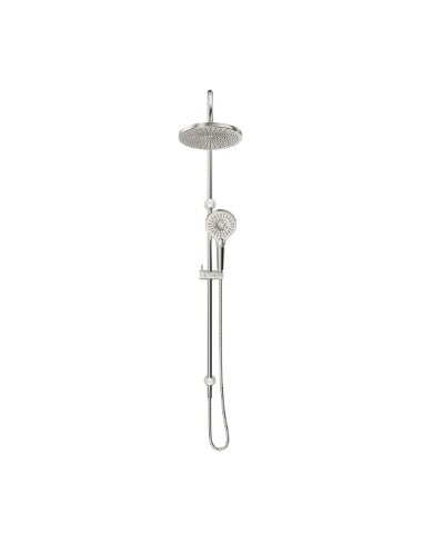 Bella Vista Mica Gooseneck Dual Shower Rail Brushed Nickel