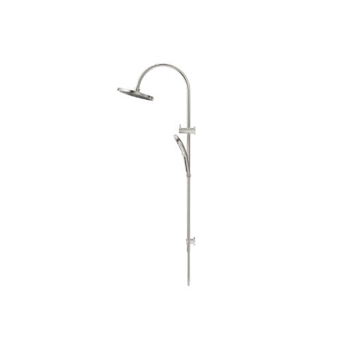 Bella Vista Mica Gooseneck Dual Shower Rail Brushed Nickel