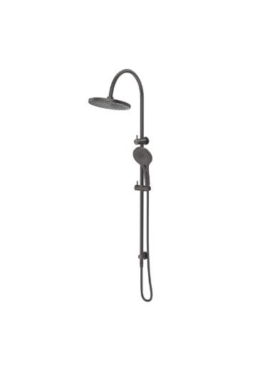 Bella Vista Mica Gooseneck Dual Shower Rail Gun Metal