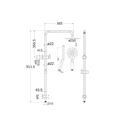 Bella Vista Mica Dual Shower Rail Chrome