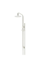 Meir Round Combination Shower Rail, 200mm Rose, Single Function Hand Shower Brushed Nickel