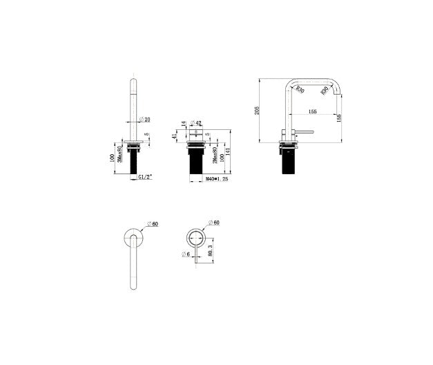 Bella Vista Mica Soft Square Hob Basin Mixer Set Dusk Bronze