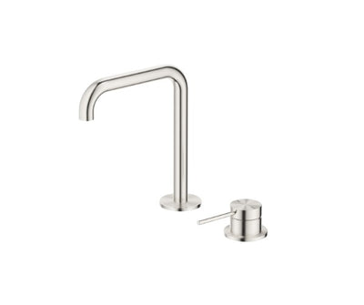 Bella Vista Mica Soft Square Hob Basin Mixer Set Brushed Nickel